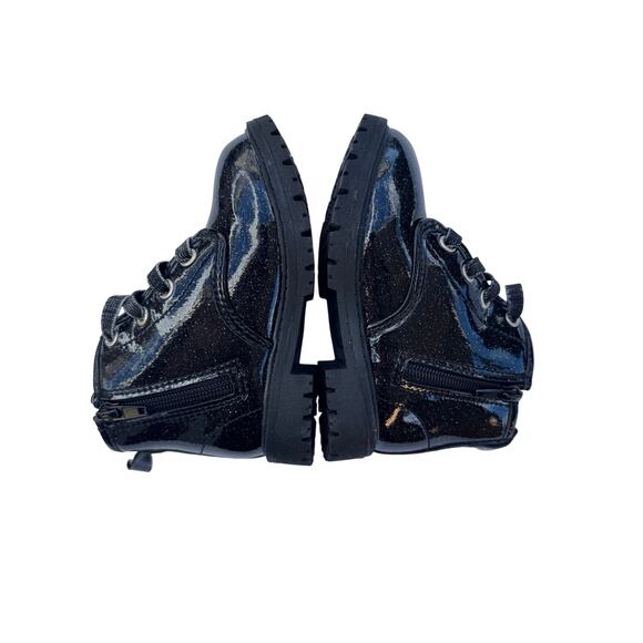 Disney Minnie Mouse Girls Combat Boots Black Patent Sparkle Size 7 - Picture 8 of 11